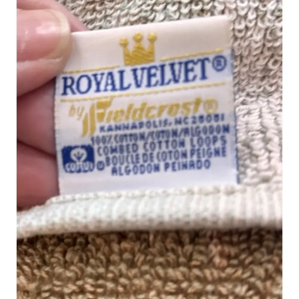 Vintage Fieldcrest Royal Velvet Green Combed Cotton Bath Towel & Washcloth
